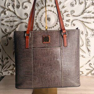 Dooney & Bourke Leather Embossed Lizard Lexington Tote / Shoulder Bag Tan